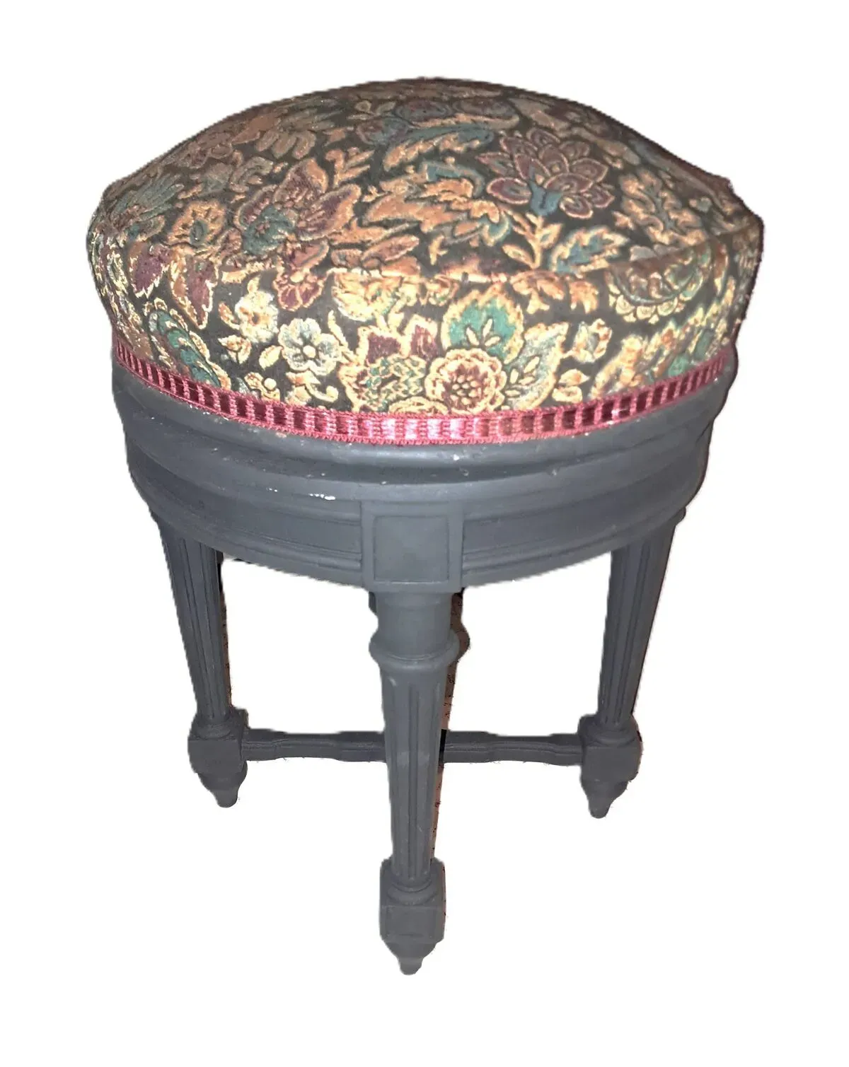 Illustration numéro 2 du produit Tabouret Piano bois noir XIX de style Napoleon III tissu restauration tapissière décoration salon