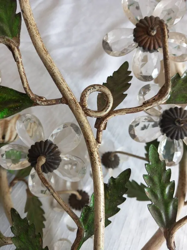 Illustration numéro 2 du produit Paire d’appliques murales italiennes Florentine  tole et verre