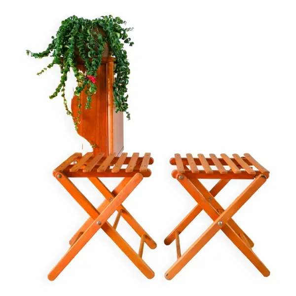 Illustration numéro 2 du produit Paire de tabourets pliants anciens