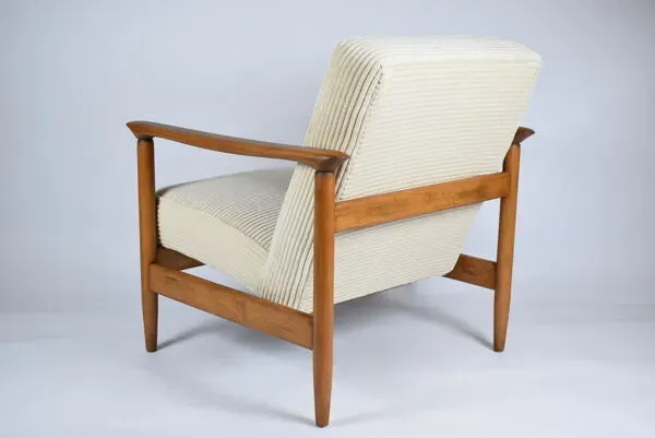 Illustration numéro 2 du produit Fauteuil scandinave d’origine rénové années 1960, teck, cordon beige