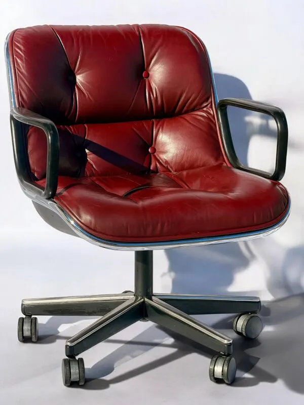 Illustration numéro 2 du produit Fauteuil Bureau Pollock Cuir Bordeaux - Knoll International