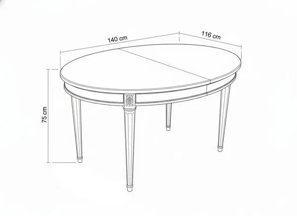 Illustration numéro 2 du produit Table ovale de salle à manger de style Louis XVI