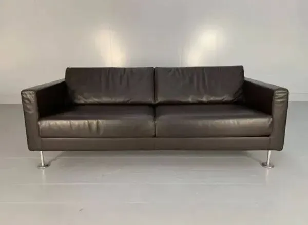 Illustration numéro 2 du produit 2 canapés Vitra Park de Jasper Morrison - En cuir noir