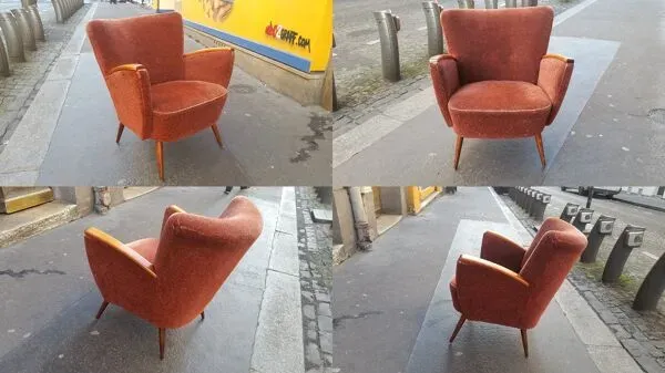 Illustration numéro 2 du produit Fauteuil club années 50 60 rouge