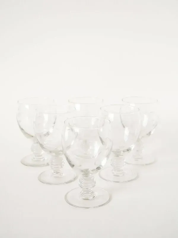 Illustration numéro 2 du produit ensemble de 6 grands verres à vin pieds travaillé, en cristal gravé, Art No