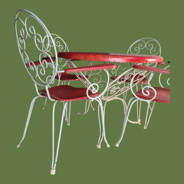 Illustration numéro 2 du produit salon de jardin 1950 -fer forgé & fibre de verre- 5 pièces