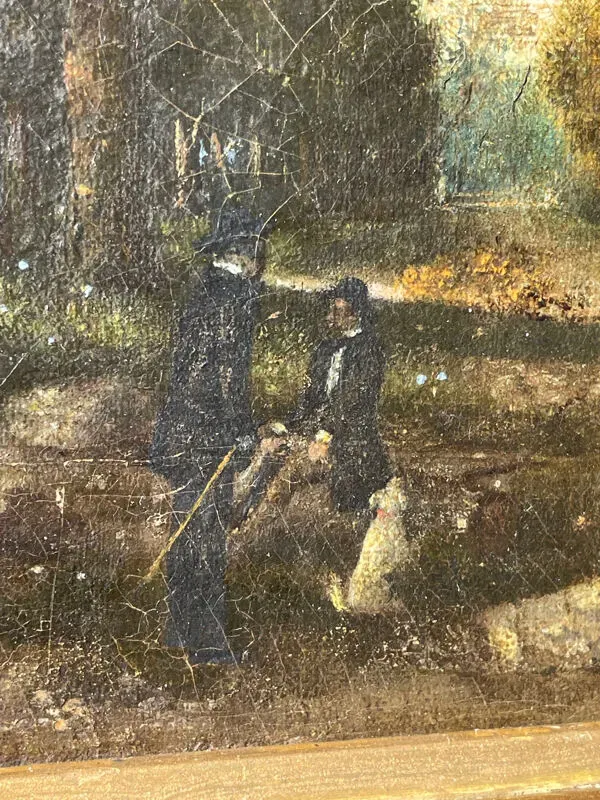 Illustration numéro 2 du produit Tableau ancien école de Barbizon signé / huile sur toile signée