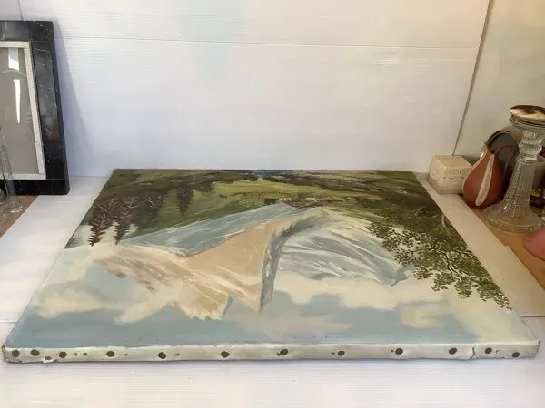 Illustration numéro 2 du produit Grand tableau paysage de montagne huile sur toile signée