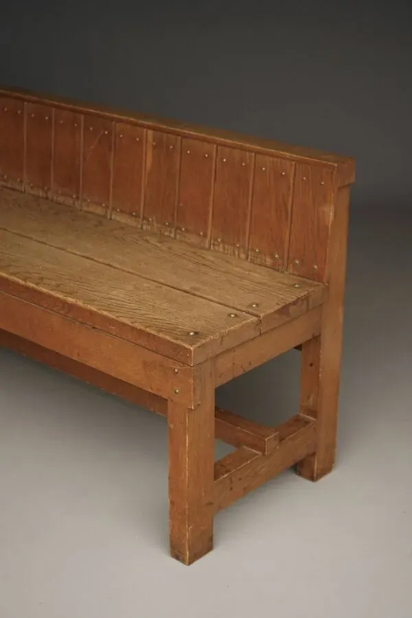 Illustration numéro 2 du produit Banc traditionnel hollandais en chêne, école de Delft, années 1920