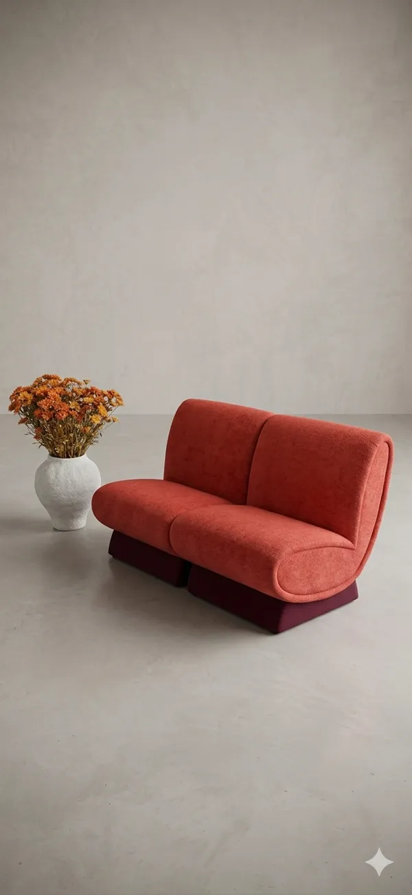 Illustration numéro 2 du produit Canapé Rouge Brique — Silhouette sculptée