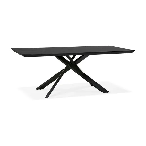 Illustration numéro 2 du produit Table à manger style industrielle en bois et métal noir