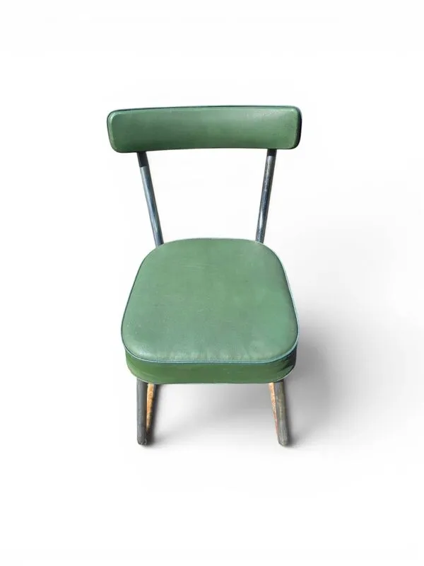 Illustration numéro 2 du produit Chaise vintage en skaï vert et tube métal, années 60