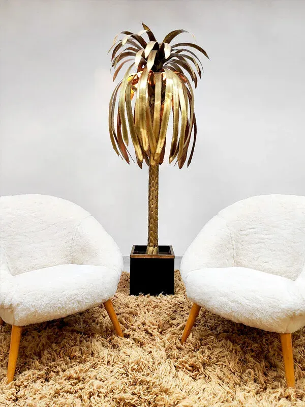 Illustration numéro 2 du produit Lampadaire palmier vintage en laiton Maison Jansen