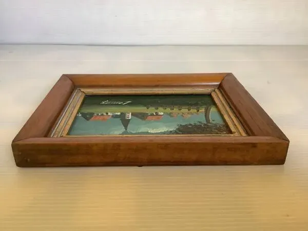 Illustration numéro 2 du produit Petit tableau de paysage huile sur panneau signé