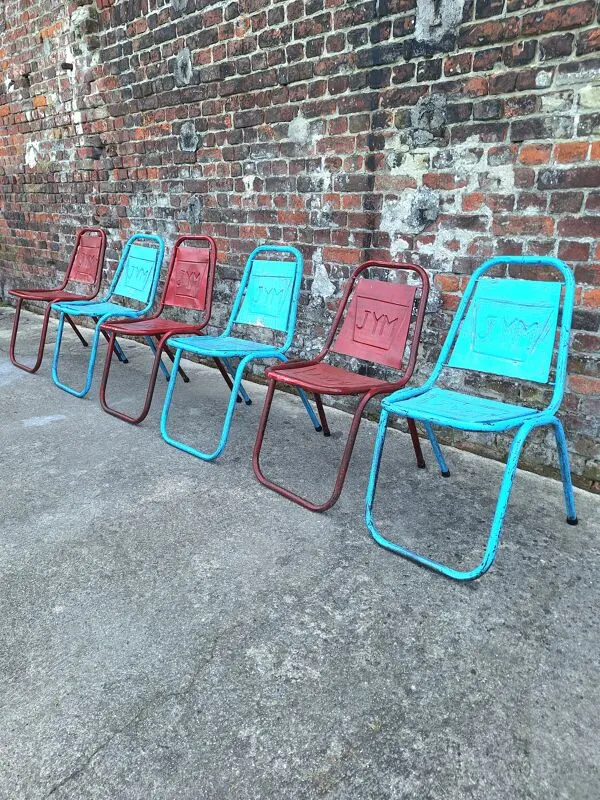 Illustration numéro 2 du produit Lot de 6 chaises vintage JYM, meubles sièges industriels