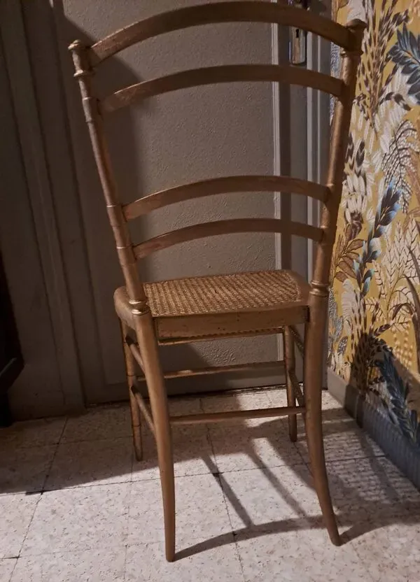 Illustration numéro 2 du produit Chaise de style Napoléon III dit modèle Opéra en bois travaillé et cannage sur assise restaurée 1850