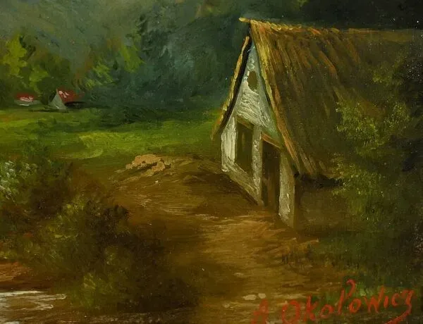 Illustration numéro 2 du produit Huile sur Toile « Le Moulin » de N. Okolowicz – Début XXe