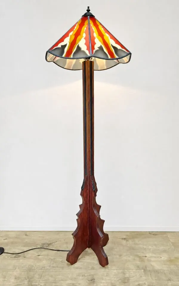 Illustration numéro 2 du produit Lampe de sol Art Déco de l'École d'Amsterdam en vitrail