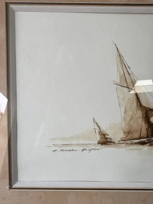 Illustration numéro 2 du produit Aquarelle marine Honfleur par  Francis Kuhlen, milieu XXe