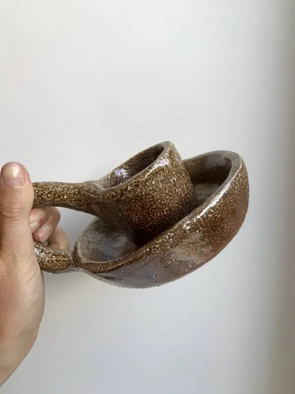 Illustration numéro 2 du produit bougeoir en céramique poterie années 70