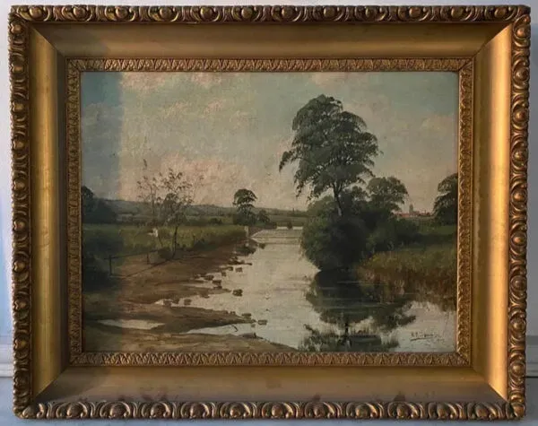 Illustration numéro 2 du produit Paysage de campagne huile sur toile de l'école française 20ème siècle