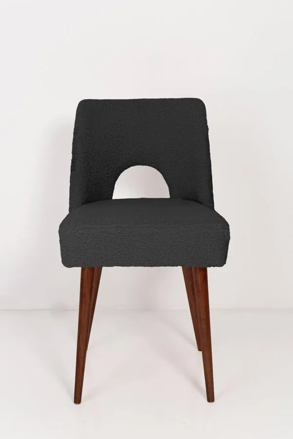 Illustration numéro 2 du produit Chaise 'Shell' en bouclé gris foncé, années 1960