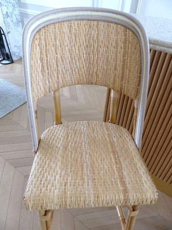 Illustration numéro 2 du produit Lot 3 chaises hautes de bistrot Maison Louis Drucker rotin clair de Manille