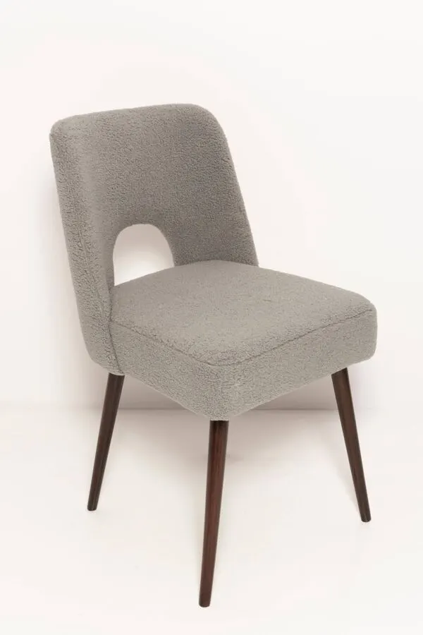 Illustration numéro 2 du produit Chaise 'Shell' en Bouclé Gris, Europe, Années 1960