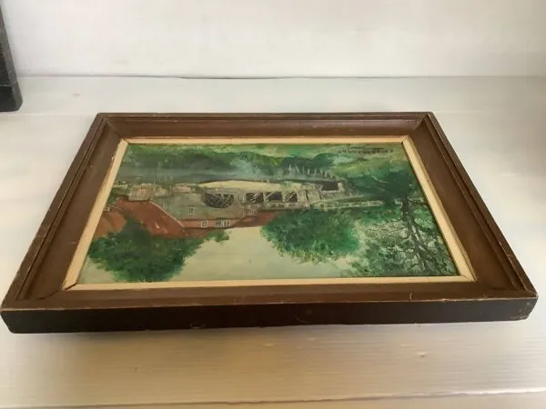 Illustration numéro 2 du produit Tableau moulin à eau huile sur toile signée