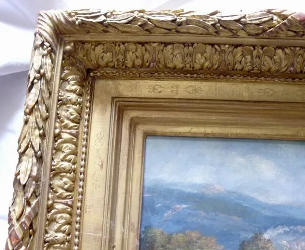 Illustration numéro 2 du produit Tableau de J.Girard-Condamin, école lyonnaise, ''Les berges du Rhône et les montagnes du Bugey