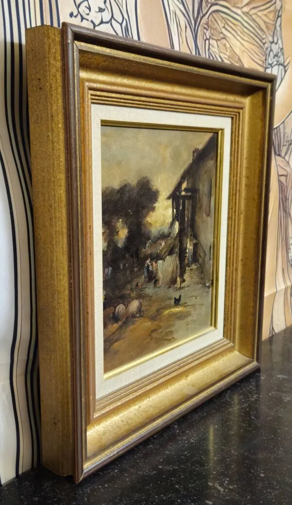 Illustration numéro 2 du produit École française – d’après Auguste Boulard – Scène de ferme animée – Huile