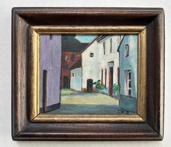 Illustration numéro 2 du produit La Ferme, École Belge XXe, huile sur toile, Ch.D