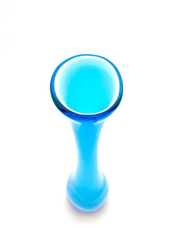 Illustration numéro 2 du produit Vase Sculptural ''Goccia'' 43cm - Verre de Murano Soufflé - Bleu & Latti