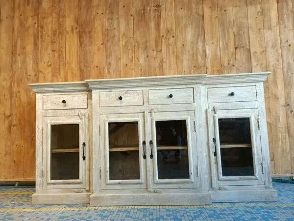 Illustration numéro 2 du produit Buffet / vitrine style indus/ colonial bois de manguier massif