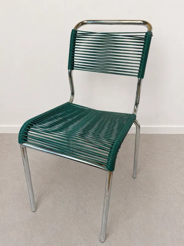 Illustration numéro 2 du produit Lot de 2 chaises scoubidou HAUSER Montreuil – métal chromé – vintage r