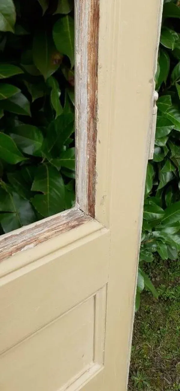 Illustration numéro 2 du produit Porte vitrée communication h221,5x90cm ancienne 4 carreaux sans vitrage intérieure