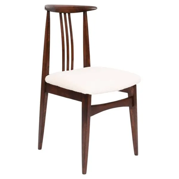 Illustration numéro 2 du produit Chaise Mid-Century en Bouclé ivoire crème et bois de hêtre par M. Zielinski, Europe, 1960s