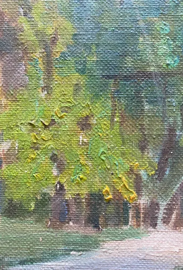 Illustration numéro 2 du produit Tableau ''Dans le Parc'' paysage animé impressionniste J. Toussaint 1883