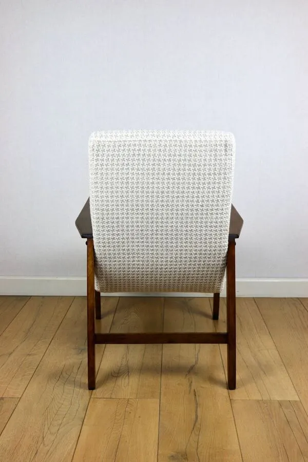 Illustration numéro 2 du produit Fauteuil vintage en tissu à chevrons naturel des années 70