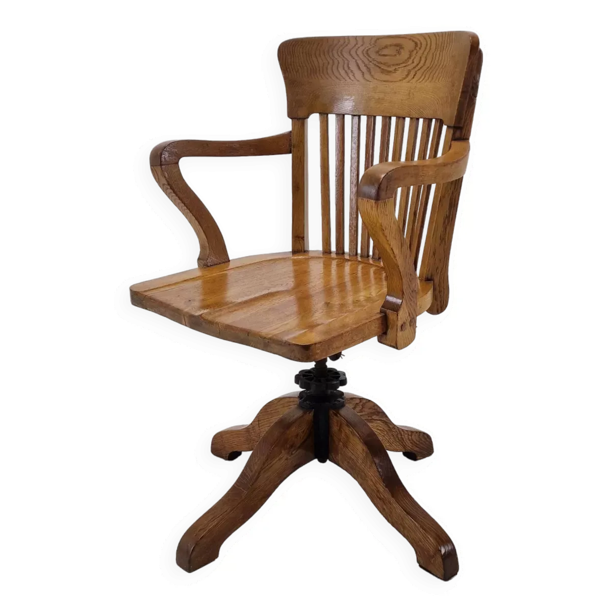 Illustration numéro 2 du produit Industrial Oak Swivel Chair, 1900's