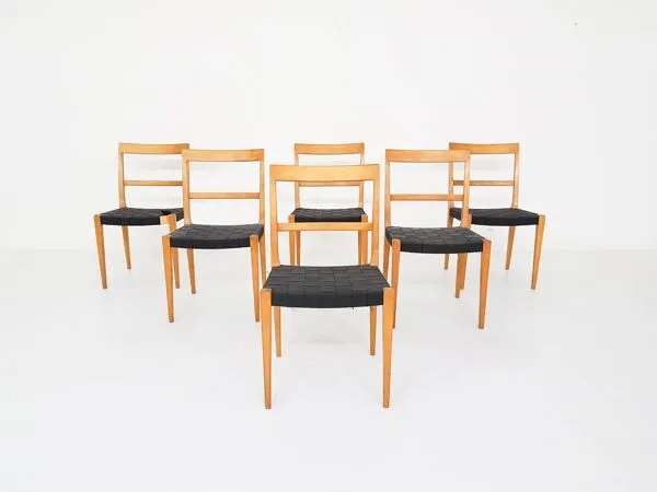 Illustration numéro 2 du produit Ensemble de 6 chaises de salle à manger vintage Bruno Mathsson Mimat Mi401, Suède 1932