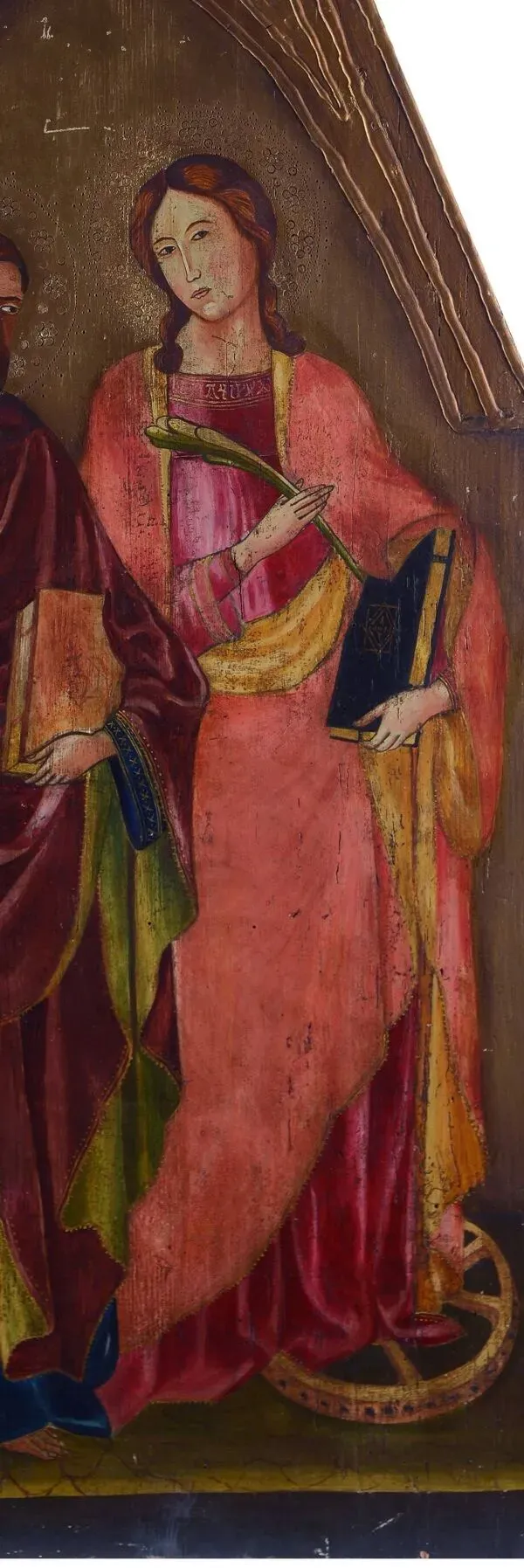 Illustration numéro 2 du produit Peinture à la détrempe ancienne sur panneau avec des saints, 19ème siècle