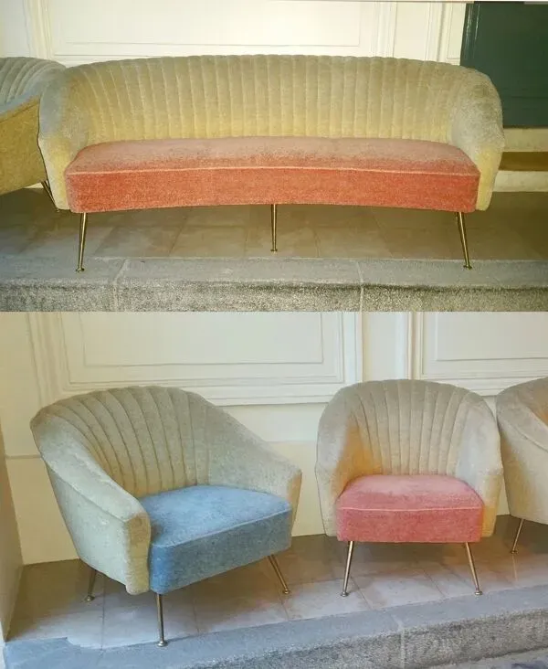 Illustration numéro 2 du produit Fauteuil  club design italien années 50-60  bi color