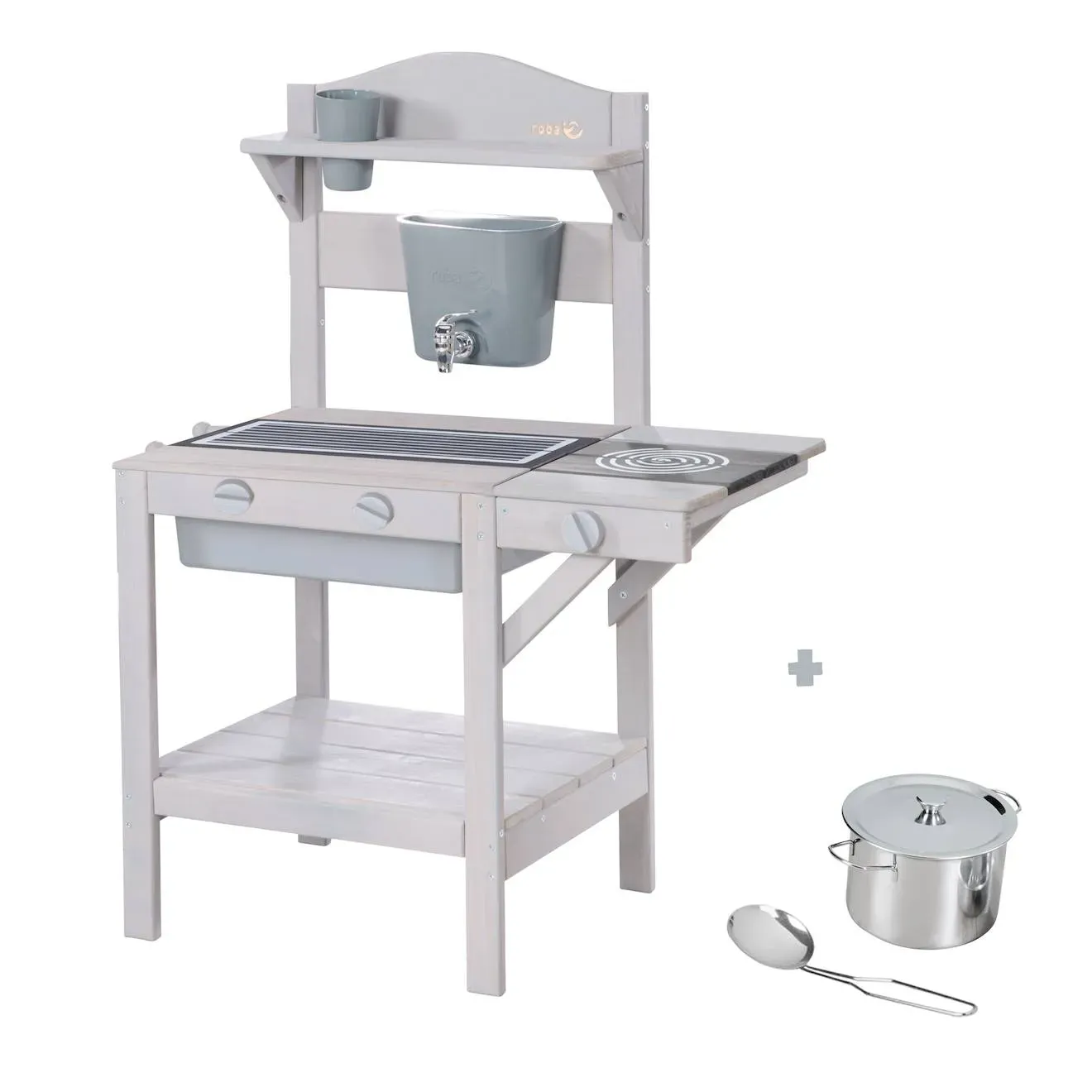 Illustration numéro 2 du produit Cuisine D'extérieur En Bois Fsc® Pour Enfants Avec Accessoires Gris