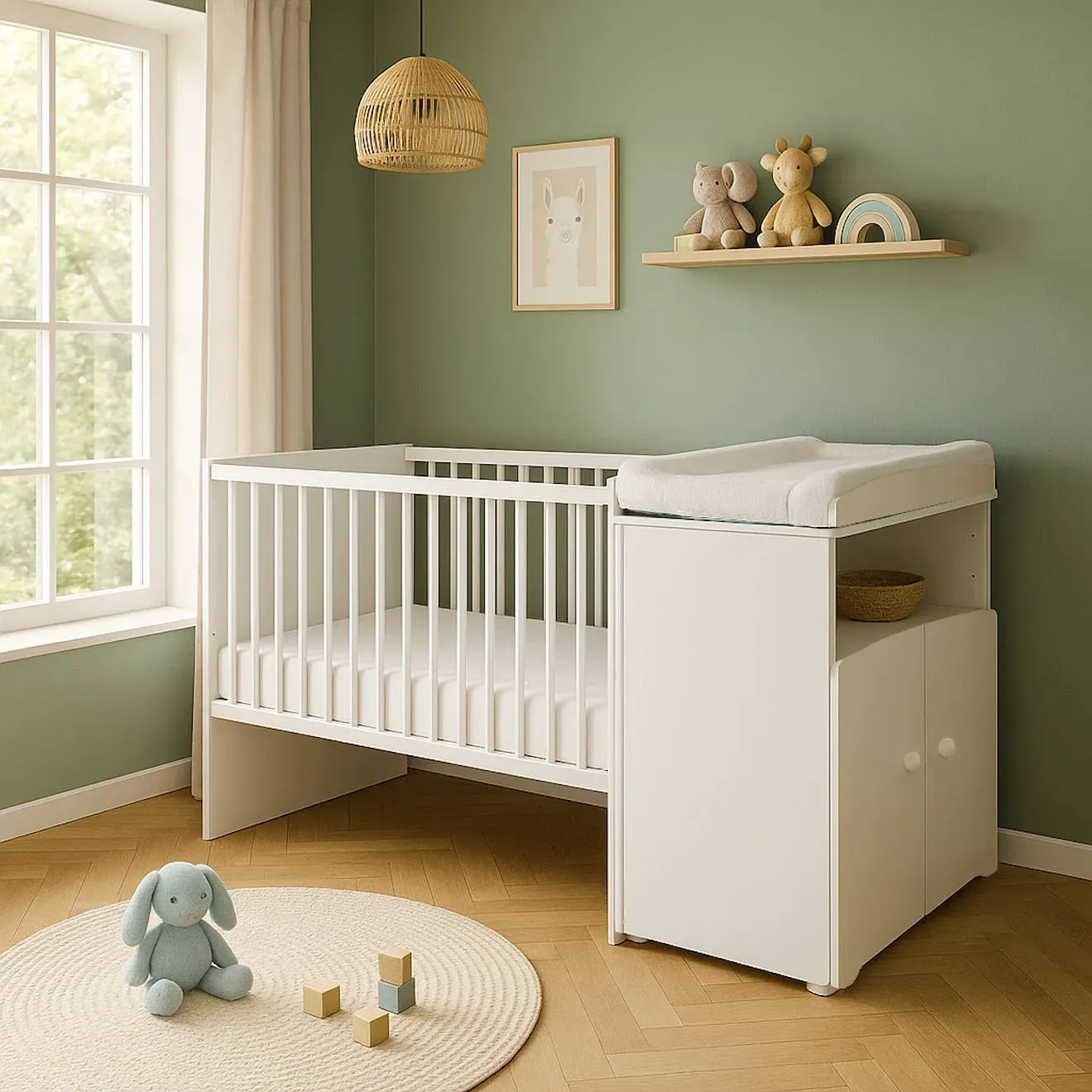 Illustration numéro 2 du produit Lit Bébé Combiné Évolutif - Basic Blanc