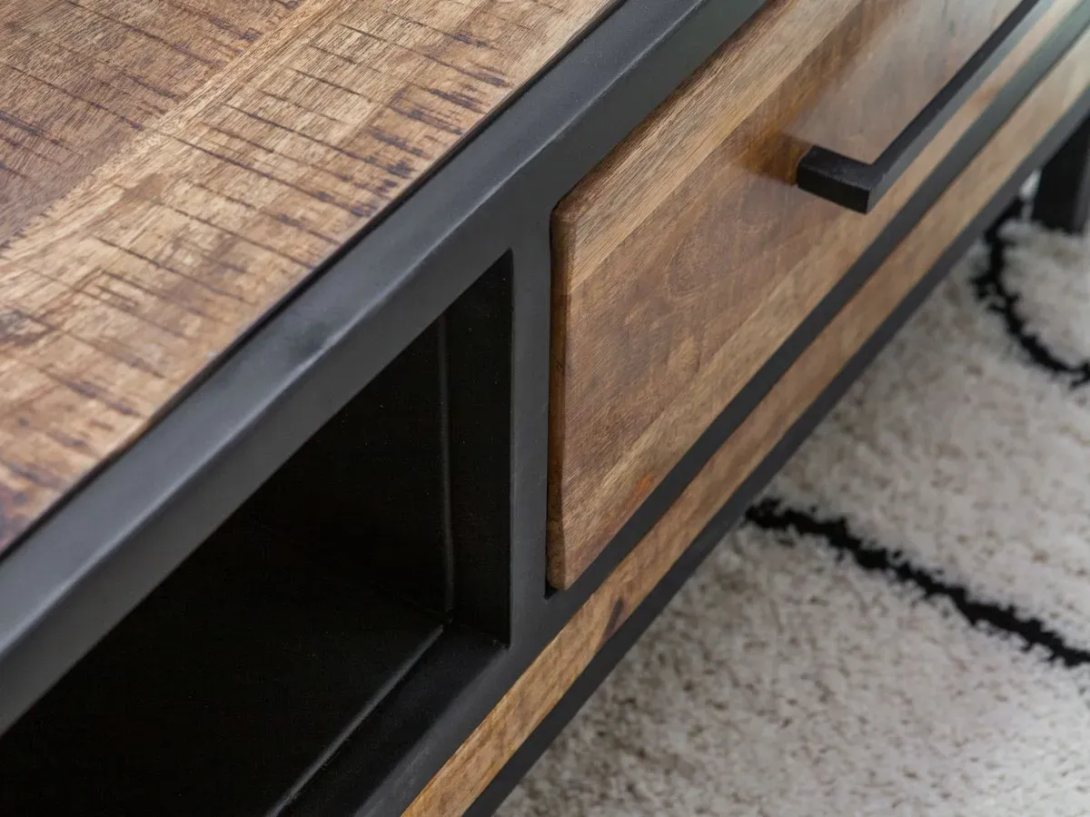 Illustration numéro 3 du produit Table basse 1 tiroir BEAUBOURG bois massif de manguier    BOBOCHIC