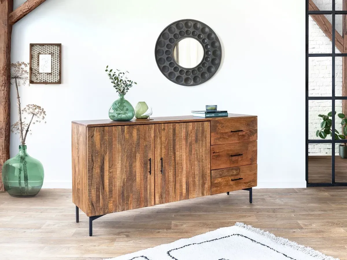 Illustration numéro 3 du produit Buffet 2 portes 160 cm BALTHAZAR Bois massif de manguier    BOBOCHIC