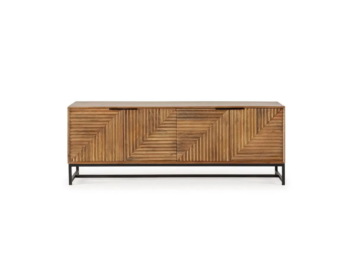 Illustration numéro 3 du produit Meuble TV 4 portes 160 cm NAOMIE bois massif d'acacia    BOBOCHIC