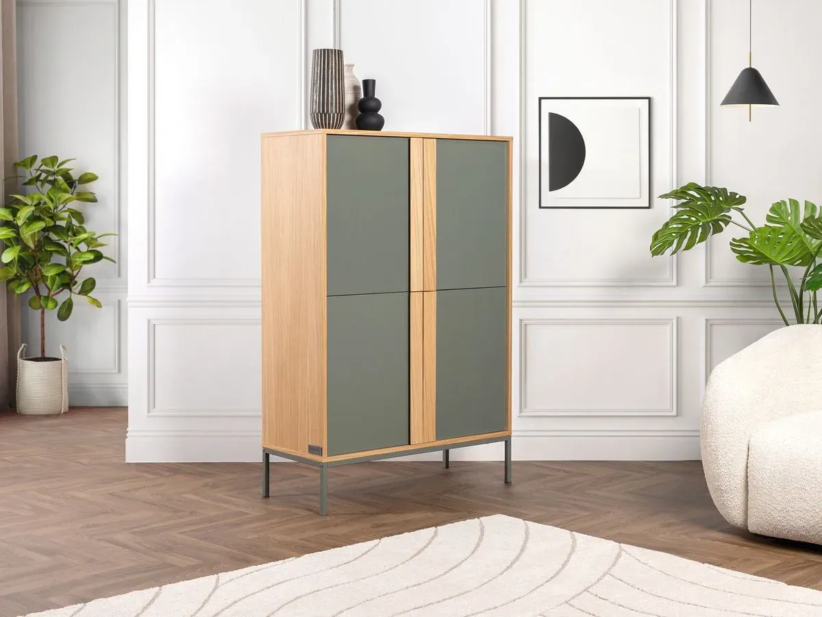 Illustration numéro 3 du produit Buffet haut 4 portes 92 cm SOHO vert avec pieds en métal    BOBOCHIC