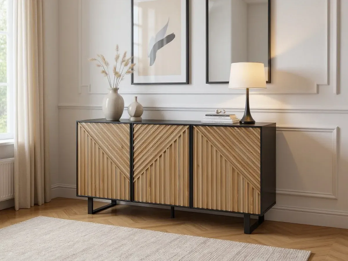 Illustration numéro 3 du produit Buffet 3 portes 151 cm ALAIA effet chêne    BOBOCHIC